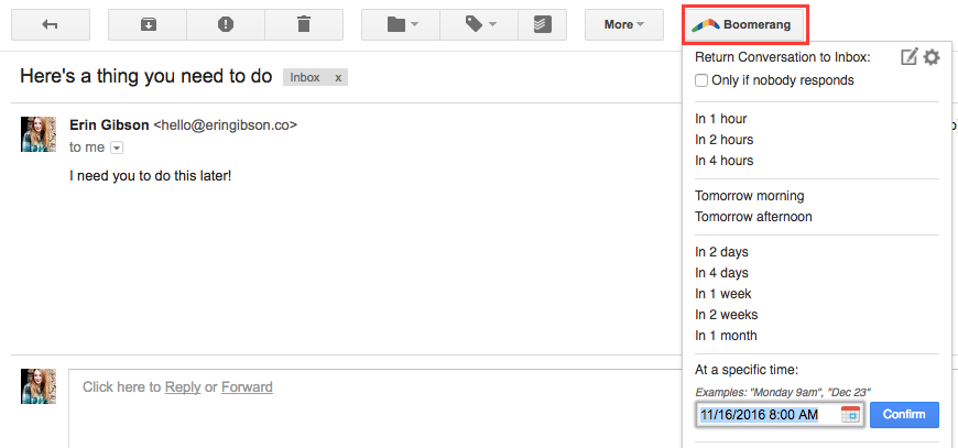 Boomerang for Gmail extension